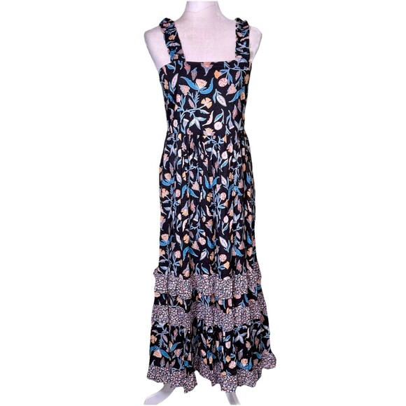 Women's Boho Cottagecore Floral Tiered Maxi Dress Prairie Romantic Beachwear Sm - Picture 1 of 9